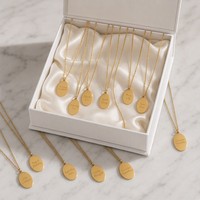 Collier pendentif 12 pierres de naissance en acier inoxydable plaqué or 18 carats, design fleur de lune tendance, finition mate