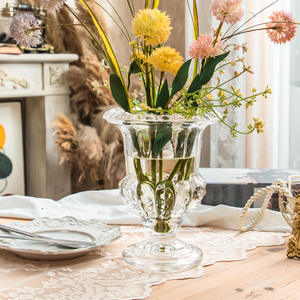 Vasi di cristallo fiore <span class=keywords><strong>piede</strong></span> alto trasparente trasparente <span class=keywords><strong>con</strong></span> motivo <span class=keywords><strong>vaso</strong></span> idroponico in vetro <span class=keywords><strong>con</strong></span> piedi centrotavola per matrimoni decorazioni per la tavola - Product Image 2