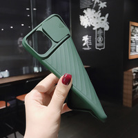 Étui de téléphone avec protection d'objectif coulissant pour iPhone 14 15, coque en silicone souple pour iPhone 13 16 Pro Max 12 Xr 7/8, coque mate