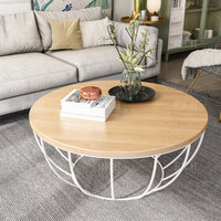 Table basse ronde en bois MDF, meuble Design moderne haut en bois pour salon, Table centrale en verre