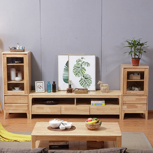 Nordic solid wood TV cabinet tea table combination of modern simple for living room TV cabinet