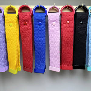 Cincin Korea Singapura nama anyaman kustom gantungan kunci lainnya tali kain pergelangan tangan Tag kanvas dengan dasar logam klip - Product Image 2