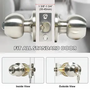 High Quality Mechanical Key Unlock Easy Install Stainless Steel Knob Door Lock Lock Low Price Top Security Lock