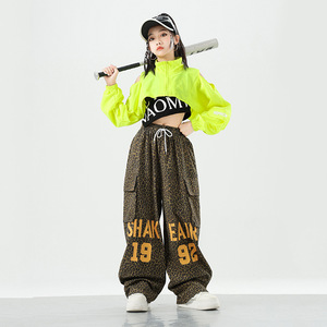 Costumi da ballo jazz leopardati per ragazze, abiti da hip-hop e street dance, abbigliamento per esibizioni e allenamenti di jazz - Product Image 4