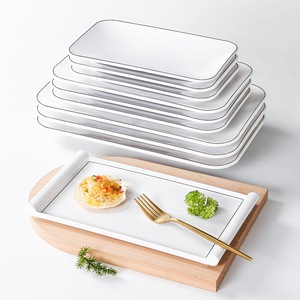 White Rectangular Melamine Serving <b>Trays</b> For Restaurant Hotel <b>BBQ</b> Dinner Plates Solid Color 885A100 - Product Image 2