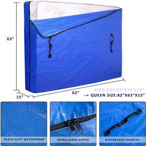 Custom Logo Waterproof Heavy Duty Foldable Folding Polyvinyl <b>Mattress</b> <b>Bags</b> <b>for</b> <b>Moving</b> and Storage With Zipper - Product Image 2
