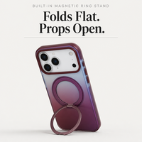Coque Holographique Dégradée IMD pour iPhone 15 Pro Max avec Anneau Magnétique Pliable, Support de Chargement Sans Fil, Translucide, OEM ODM