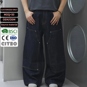 Manufacturer Customize 100% Cotton 14 Oz Black Baggy Selvage Denim <b>Jeans</b> - Product Image 1