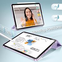 Coque fine et intelligente avec dos translucide en PC rigide, support pliable à trois volets, protection intégrale pour iPad Air 11 pouces M4 M3 A16 11 pouces Pro 11