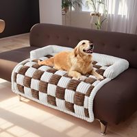 Coussin de couchage luxueux et épais en peluche douce pour animaux de compagnie, motif damier moderne et populaire, idéal pour l'hiver, pour chiens et chats