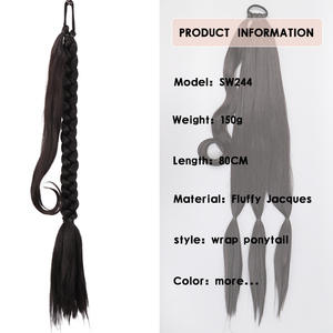 วิกผมทรงยุโรปอเมริกันแบบไขว้  หางม้าถักเปียตรง  แบบพันรอบ  ขนาด 55 80 100 ซม.  ไม่ต้องใช้กาว  ผมสังเคราะห์ - Product Image 5