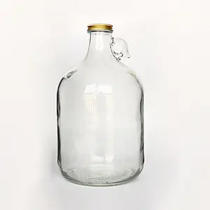 Beverage Industrial Use And SCREW Lid Sealing Type 1 Gallon Jug 128oz Clear Big Glass Bottle