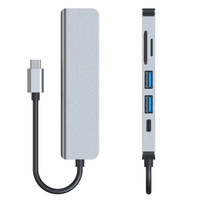 Hub USB-C 6-en-1 du fabricant OEM avec ports HDMI 4K, SD, TF, USB 2.0, USB 3.0 et PD pour MacBook Pro et Chromebook