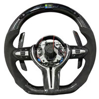 Volant de direction automobile sport en cuir véritable BMW X5 pour M1/M2/M3/M4/M5/M6/X5M/X6M F80/F30/F10 avec LED et fibre de carbone à 3 branches