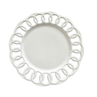 Assiettes creuses de 12 pouces en céramique vintage avec dentelle de style français, service de vaisselle décoratif pour mariage