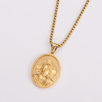 Liontin Kalung Salib Yesus Antik, Medali Jimat Suci, Perhiasan Religius Kristen Katolik, Baja Anti Karat, Perhiasan Fashion