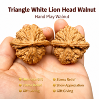 38mm Triangle naturel en noyer Wenwan blanc, motif tête de lion, non coupé, pour collection, cadeau, méditation et décoration intérieure