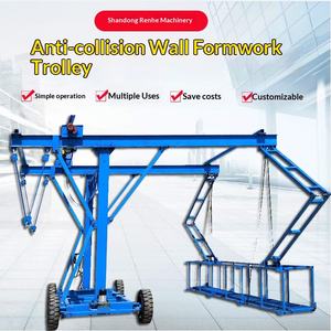 Carro de seguridad anticolisión para plantillas de pared 1T/2T, carro de construcción con barandilla de puente, carro de cesta telescópico autopropulsado - Product Image 1