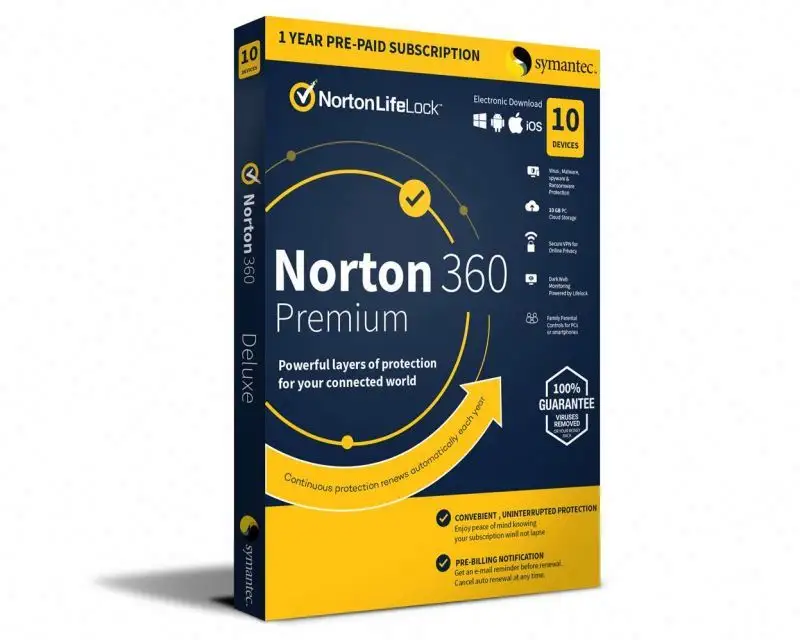 Norton 360 Advanced Edition (10 PC 1 year account+key) 24/7 online email transmission license antivirus software online download