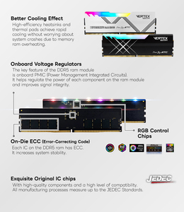 Mémoire RAM DDR5 RGB pour jeux White Kingsman, 16 Go x 2, 6000 MHz, PC5 48000, mémoire de bureau en stock, 32 Go de RAM RGB pour jeux - Product Image 5