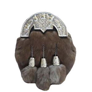 Scottish Antique White Leather Kilt Sporran with Chain Belt Thistle Plate Plate <b>Musical</b> <b>Instrument</b> Accessory - Product Image 2