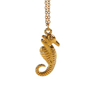 Collar de Acero Inoxidable de la Serie Océano de Moda, Colgante de Animal Marino Adorable, Accesorios de Cadena para Suéter de Vacaciones a la Moda