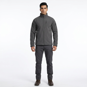 Men's Soft Shell Hooded Stand Collar <b>Waterproof</b> Fleece <b>Warm</b> Jacket - Product Image 1