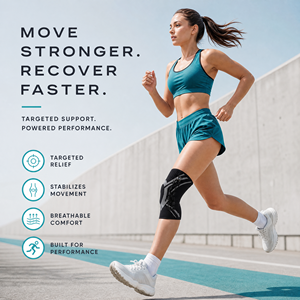Rodillera de compresión ajustable con soporte para <span class=keywords><strong>la</strong></span> rótula, tejido transpirable, para baloncesto y voleibol, con logo personalizado - Product Image 6
