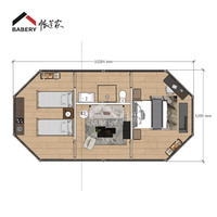 Villa de glamping modulaire BABERY avec toit rose, tente préfabriquée pour hôtel, camping familial, hébergement dans un complexe écologique