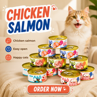 Nourriture humide pour chat de qualité supérieure, riche en protéines, en conserve de 85 g, saveur poulet et saumon, viande fraîche, friandises pour chat en boîte