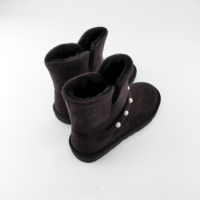 AIWEI YZAW-023 Bottes d'hiver pour femmes, imperméables, antidérapantes, absorbant la transpiration, en fausse fourrure, en daim synthétique, noires