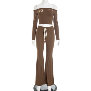 Nuevo Conjunto Casual <span class=keywords><strong>de</strong></span> Dos Piezas para Mujer, Top <span class=keywords><strong>de</strong></span> Manga Larga y Pantalones <span class=keywords><strong>de</strong></span> Alta Elasticidad, Estilo Y2K, Ropa Urbana - Product Image 5
