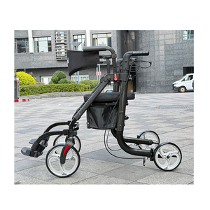 Déambulateur pliant <span class=keywords><strong>tout</strong></span>-<span class=keywords><strong>terrain</strong></span> ultra-léger à <span class=keywords><strong>4</strong></span> <span class=keywords><strong>roues</strong></span> en aluminium 2-en-1 pour personnes à mobilité réduite avec siège - Product Image 1