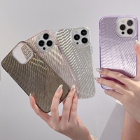 Conception de ligne d'ondulation de l'eau pour IPhone couverture de téléphone portable Bling dégradé gravure Laser holographique Pc acrylique coque de téléphone de luxe