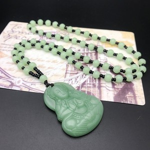 남성용 핸드메이드 비즈 목걸이 흑요석 불상 펜던트 패션 액세서리 - Product Image 3