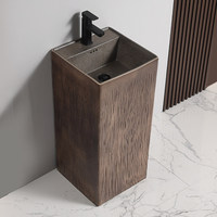 Lavabo sur pied vintage d'extérieur en céramique embossée, lavabo intégré sur piétement, lavabo de salle de bain, lavabo de cour