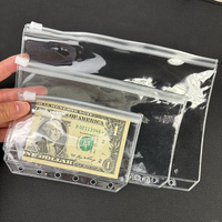 Carpeta económica A6 más vendida, bolsillos, 6 agujeros, cremallera transparente, carpetas archivadoras de PVC, bolsas impermeables para documentos, sobres transparentes para efectivo