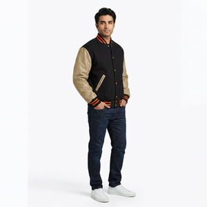 Blouson universitaire streetwear en cuir PU personnalisé 2025 pour homme, col montant, directement des fabricants de vêtements - Product Image 1