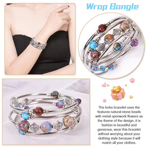 Pulseras de joyería de moda, envoltura de alambre trenzado, brazalete multicapa turquesa, envoltura de memoria en espiral, pulsera de joyería fina para mujer - Product Image 2