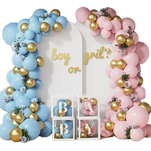 Atacado personalizado gênero Revelar Balão Arch Wreath Set Azul Rosa metálico ouro látex balão aniversário menino menina festa decorações