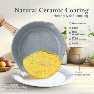 Poêle à frire profonde en acier inoxydable avec revêtement céramique antiadhésif personnalisé, série de contrôle de la température, ustensiles de cuisine en aluminium, cuisson au gaz - Product Image 2