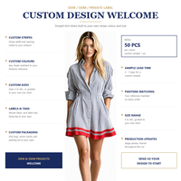 Robe chemise rayée personnalisée style preppy pour femme, manches longues, poignets à revers, ourlet bordé, taille haute, mini, lavable, automne