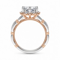 Bague de mariage en argent sterling S925 pour femme, motif bouquet, moissanite, double couleur, luxe léger, tendance, 1 carat