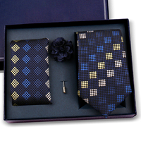 Set de Regalo de Corbata para Hombre Directo de Fábrica con Pañuelo de Bolsillo y Broche, Lujoso Set de Corbata de Poliéster en Caja para Bodas y Fiestas