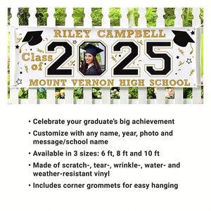 Class of 2025 Congratulations Custom Vinyl <b>Banner</b> School Colors PVC Advertising Graduation Gifts Party Favors - Product Image 2
