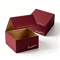 Boîte cadeau magnétique de luxe personnalisée bordeaux, emballage rigide en papier pliable et peu encombrant pour vêtements