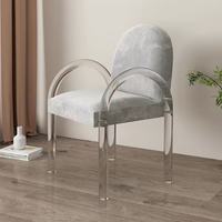 Chaise de salle à manger moderne en acrylique transparent, fauteuil rembourré en velours blanc avec dossier arqué, pour salon et chambre à coucher