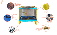 Trampoline pour enfants de 6,5 pieds en polypropylène et PVC sécurisé avec toboggan pour une utilisation en intérieur/extérieur