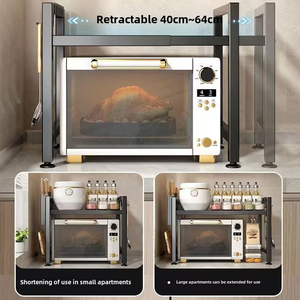Estante de Cocina Extensible y Ajustable de <span class=keywords><strong>Metal</strong></span> para Horno de Microondas, Organizador de Almacenamiento para Encimera, Diseño de Estantes de Almacenamiento Alto - Product Image 5