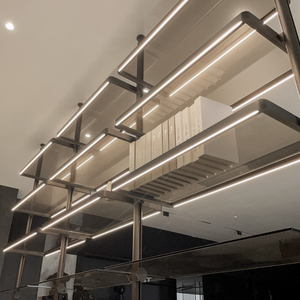 Многослойная книжная полка, современный минималистский роскошный модульный металлический алюминиевый каркас со светодиодной подсветкой для гостиной виллы - Product Image 5